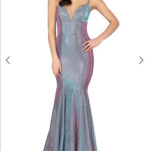 Terani Couture Iridescent Glitter Prom Dress